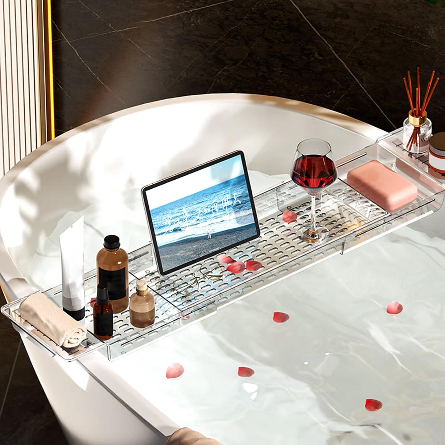 Plateau De Baignoire Rétractable En PP - Organisateur De Jouets Et Rangement Salle De Bain