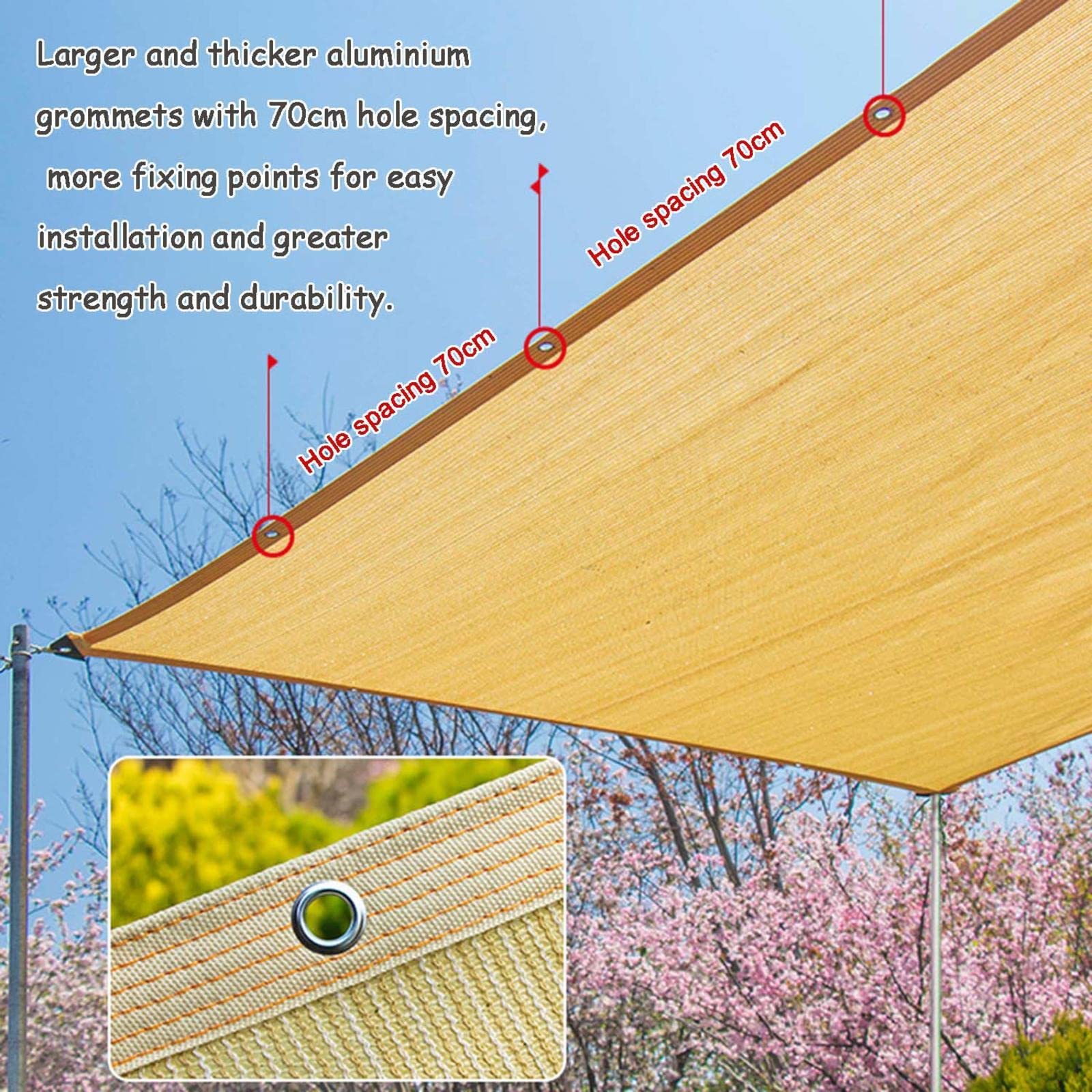 Voile d'ombrage, filet d'ombrage extérieur, tissu d'ombrage, auvent anti-UV à 95% pour piscine, patio, jardin, arrière-cour, 3 m x 5 m - 3