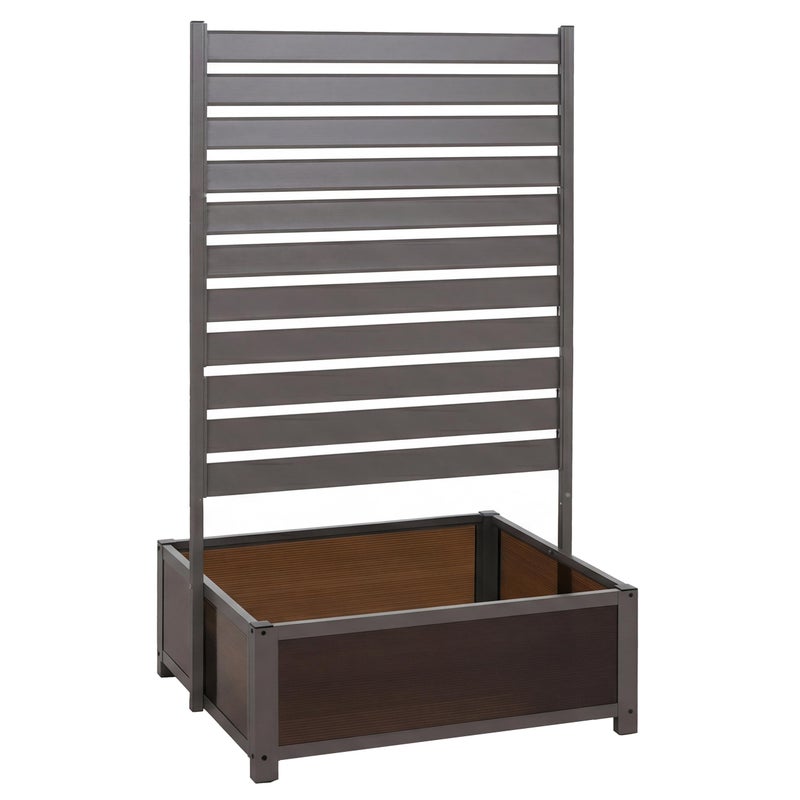 Aluminiowa donica z kratką do pnączy HWC-P97, skrzynka na kwiaty, donica z kratką, 158 x 90 x 75 cm ~ szara