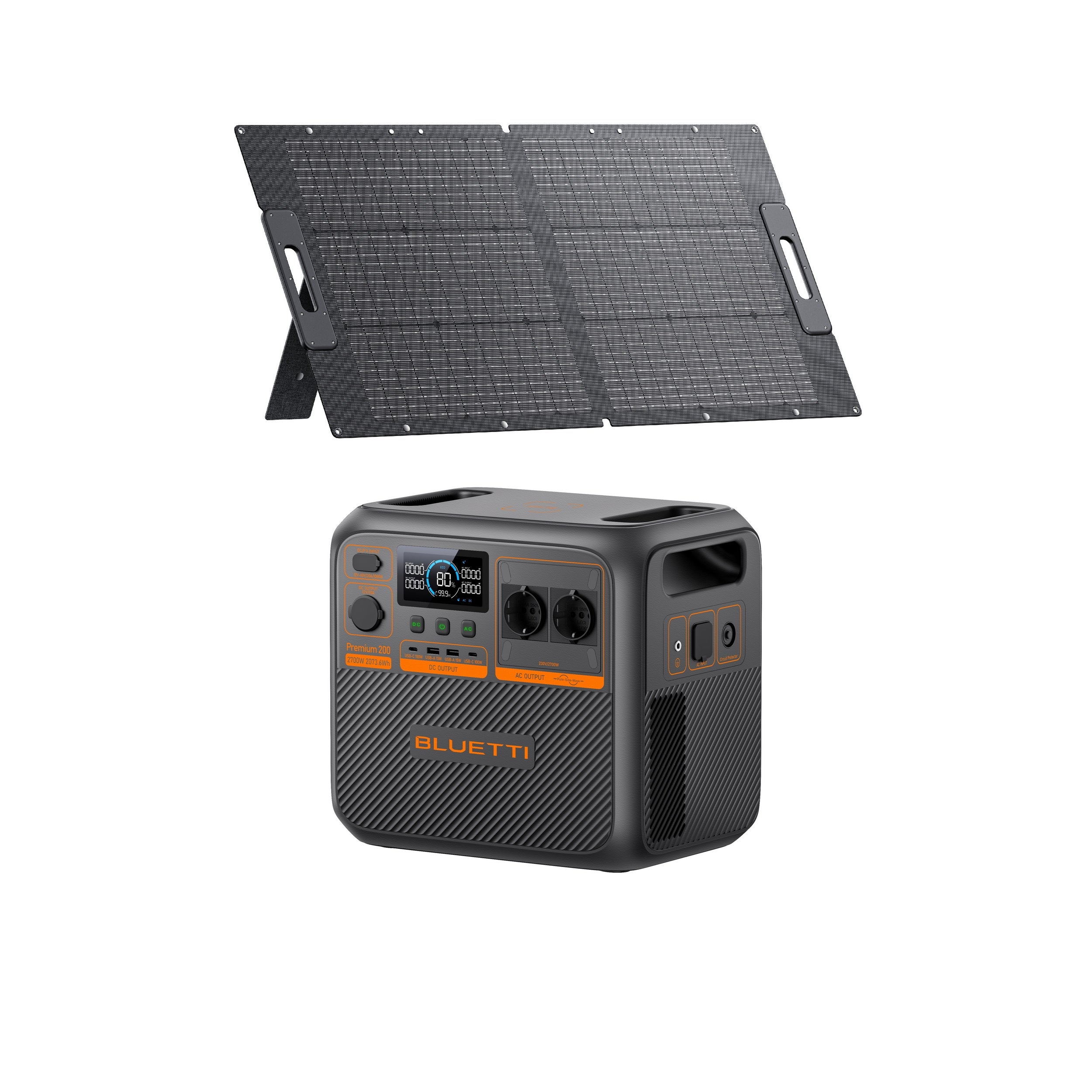 Zestaw BLUETTI Premium 200 V2 (AC270P) z panelem solarnym 100W – 2073,6Wh, generator solarny 4x2700W