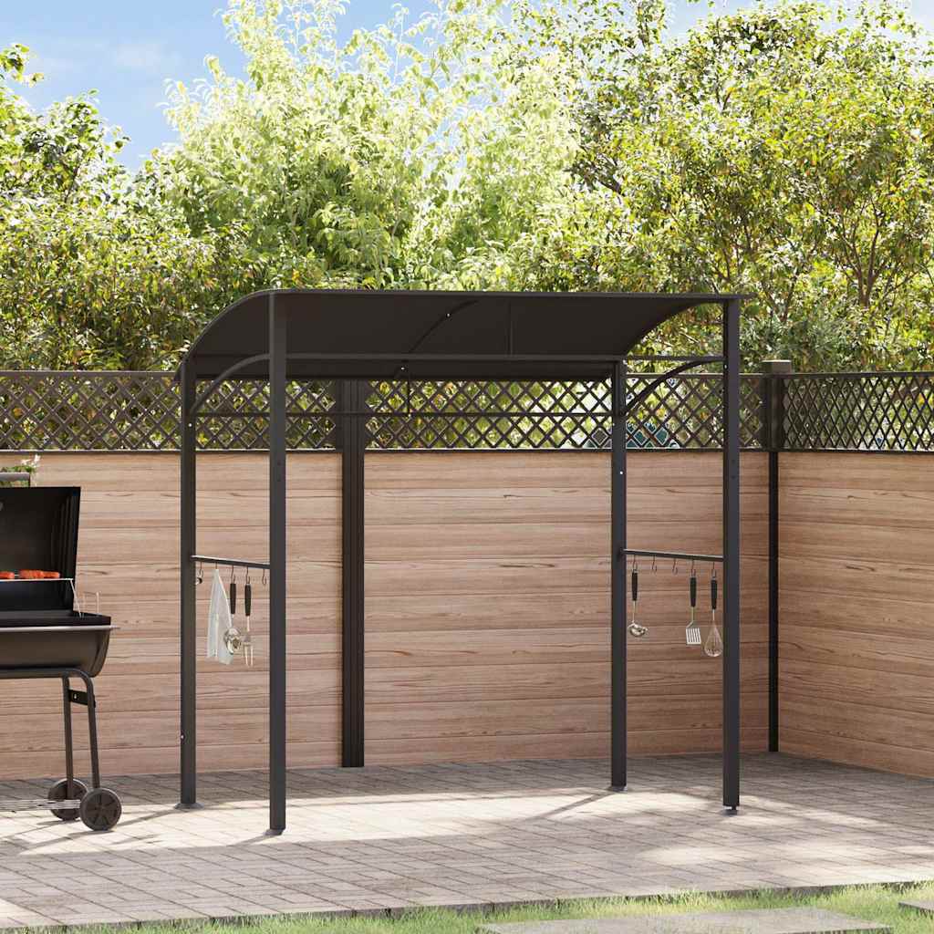 Moccha Gazebo Da Barbecue 2,1x1,3m Con Ripiano E Ganci – Telaio In Metallo, Tenda Parasole Impermeabile Beige – Ideale Per Giardino E Terrazzo
