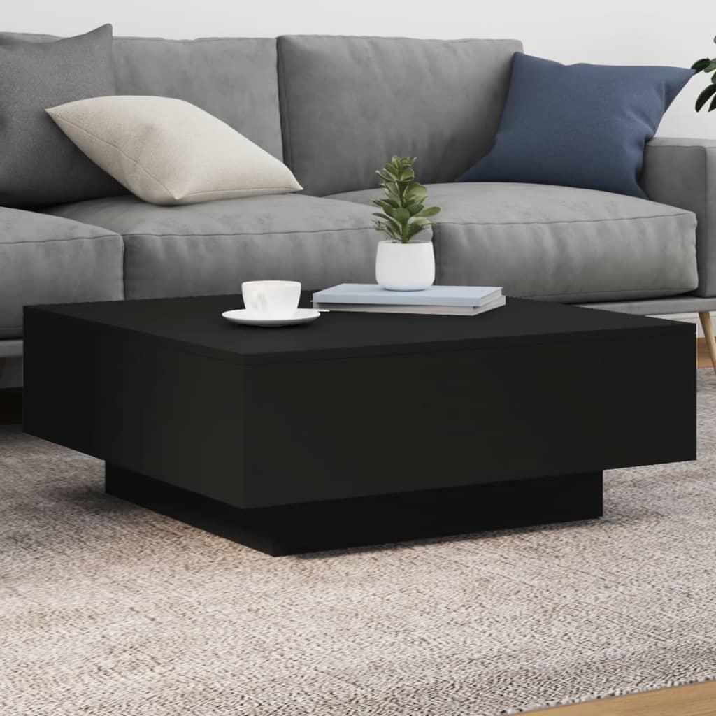 Vidaxl Mesa De Centro Con Luces Led 80X80x31 Cm Negro , Leroy Merlin