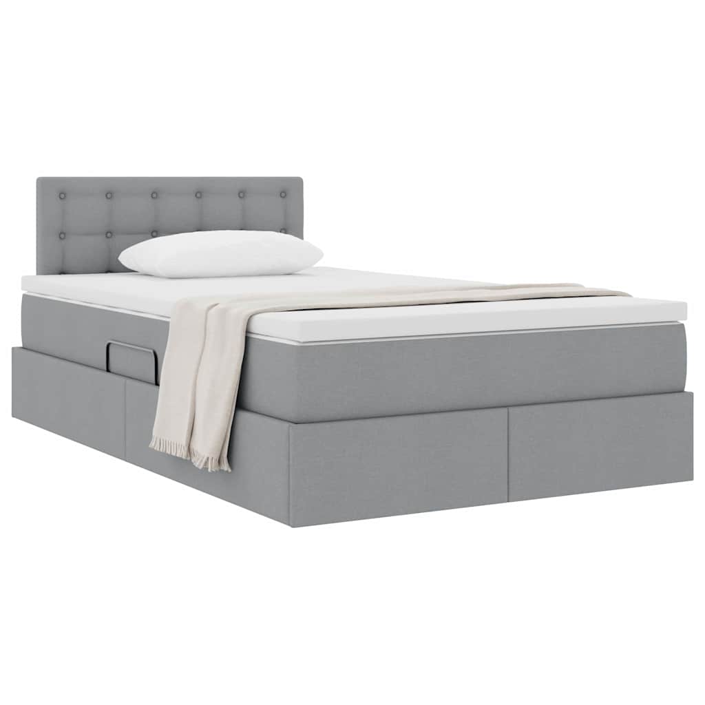 Lit avec rangement et matelas gris clair 120 x 200 cm en velours - 3