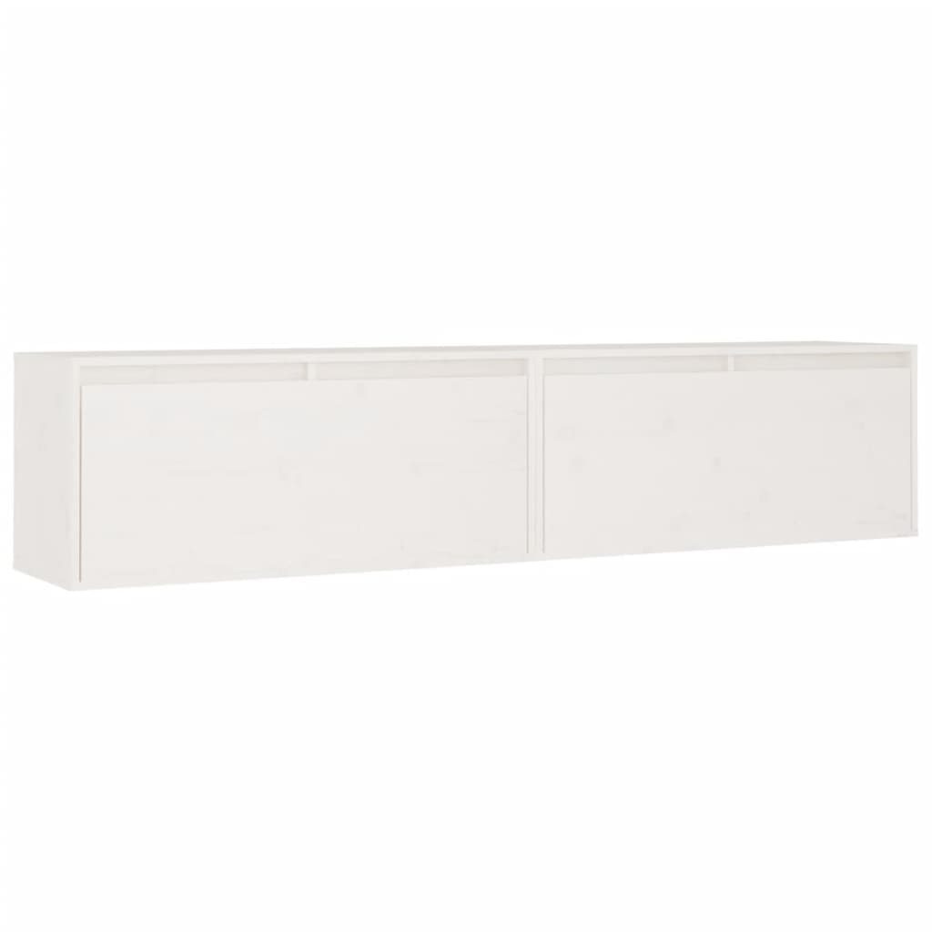 Maison Exclusive - Armario de pared 2 uds madera maciza de pino blanco 80x30x35 cm - 2