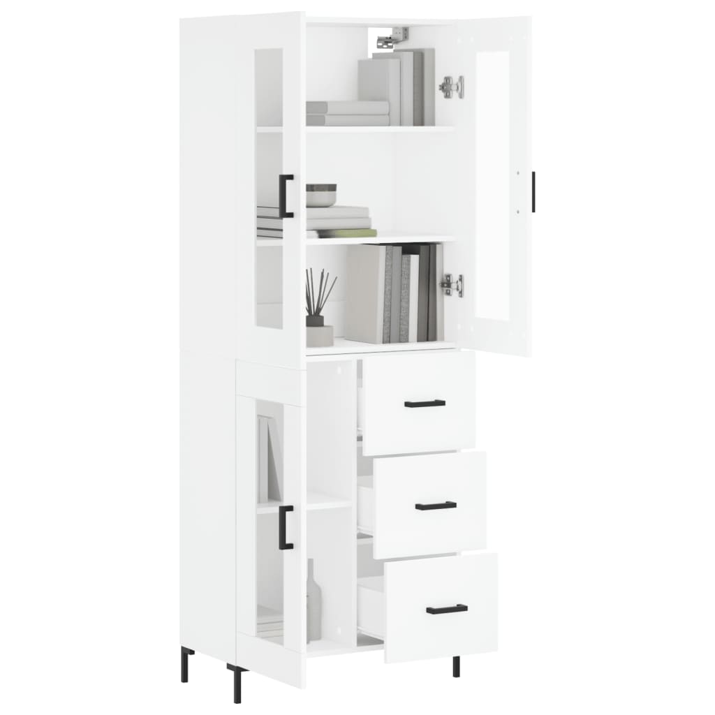 Buffet haut Blanc 69,5x34x180 cm Bois d'ingénierie - 3