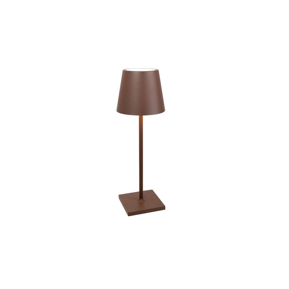 Lampa stołowa LED Zafferano Poldina L Desk Corten, ładowalna i ściemnialna, z czasem pracy baterii do 12 godzin