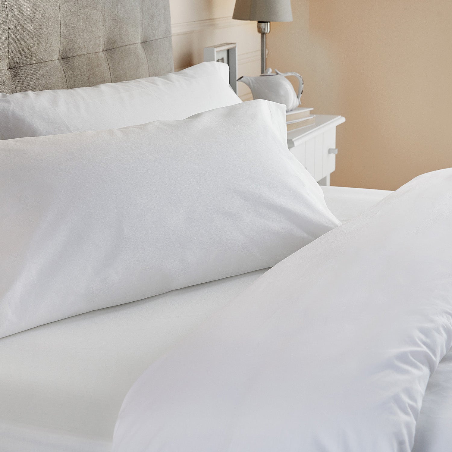 Ensemble Housse de Couette et Oreiller 180 x 190 cm | PIKOLIN HOME | 100% Coton | 200 fils | Blanc - 3