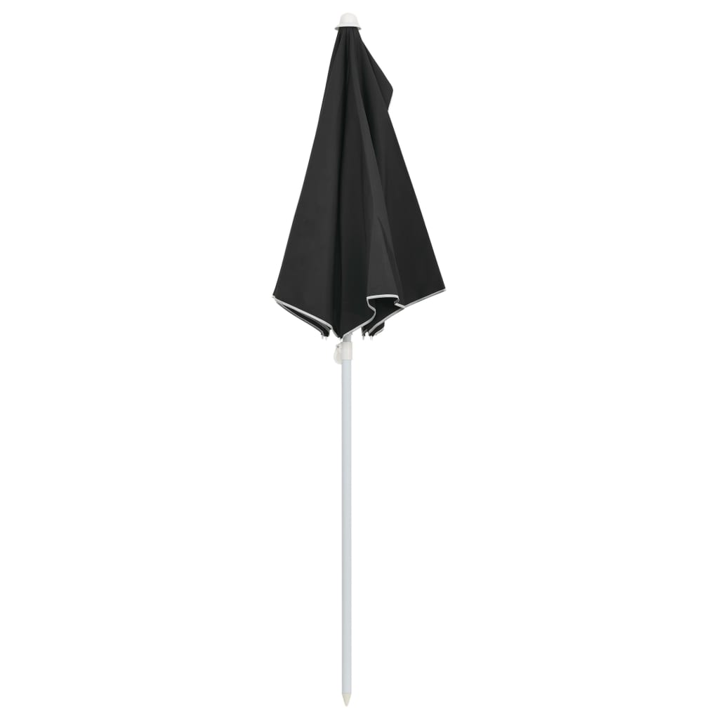 Demi-parasol de jardin avec mât 180x90 Noir - 6
