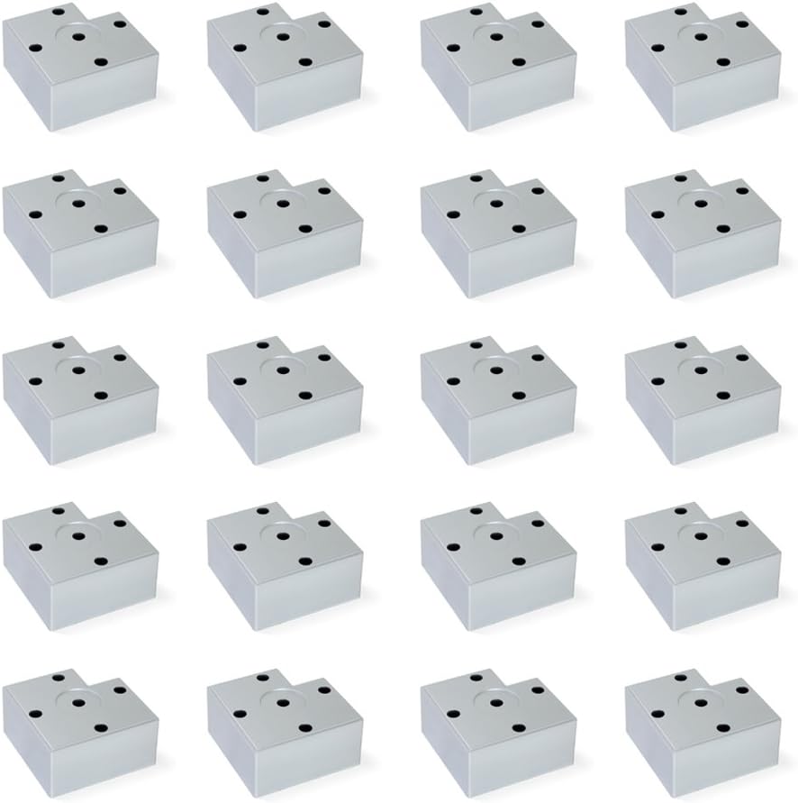 2039225 Set de 20 de picioare din plastic pentru mobilă/corp/canapea, vopsite în aluminiu, H 45 mm set