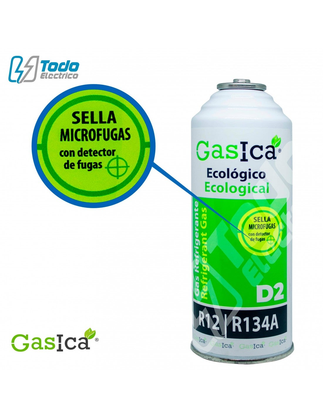 Pack de bouteilles de gaz réfrigérant Gasica D2, substitut du R12/R134a, plus un kit de tuyaux avec manomètre pour la recharge de la climatisation. - 3