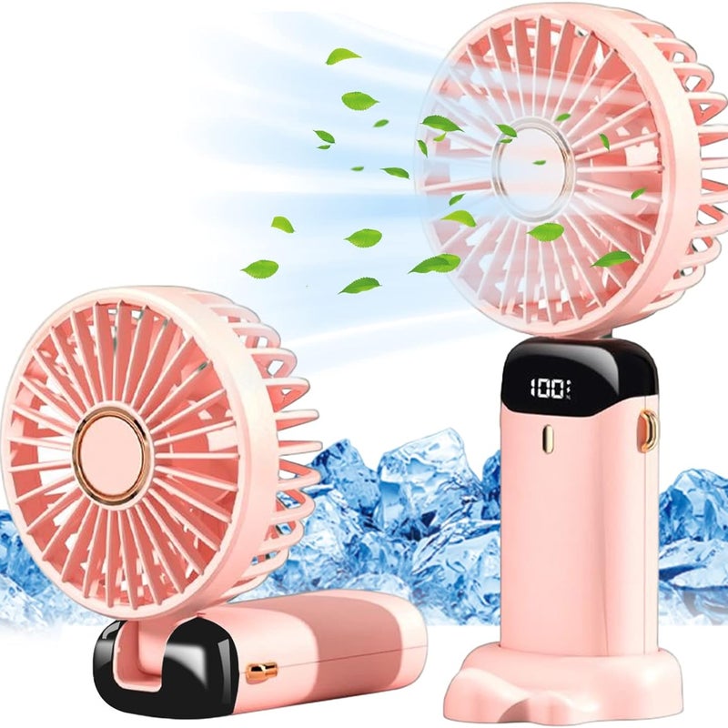 Mini wentylator ręczny USB, przenośny wentylator biurkowy, mały wentylator kieszonkowy z 5 prędkościami i podstawką, składany wentylator biurkowy