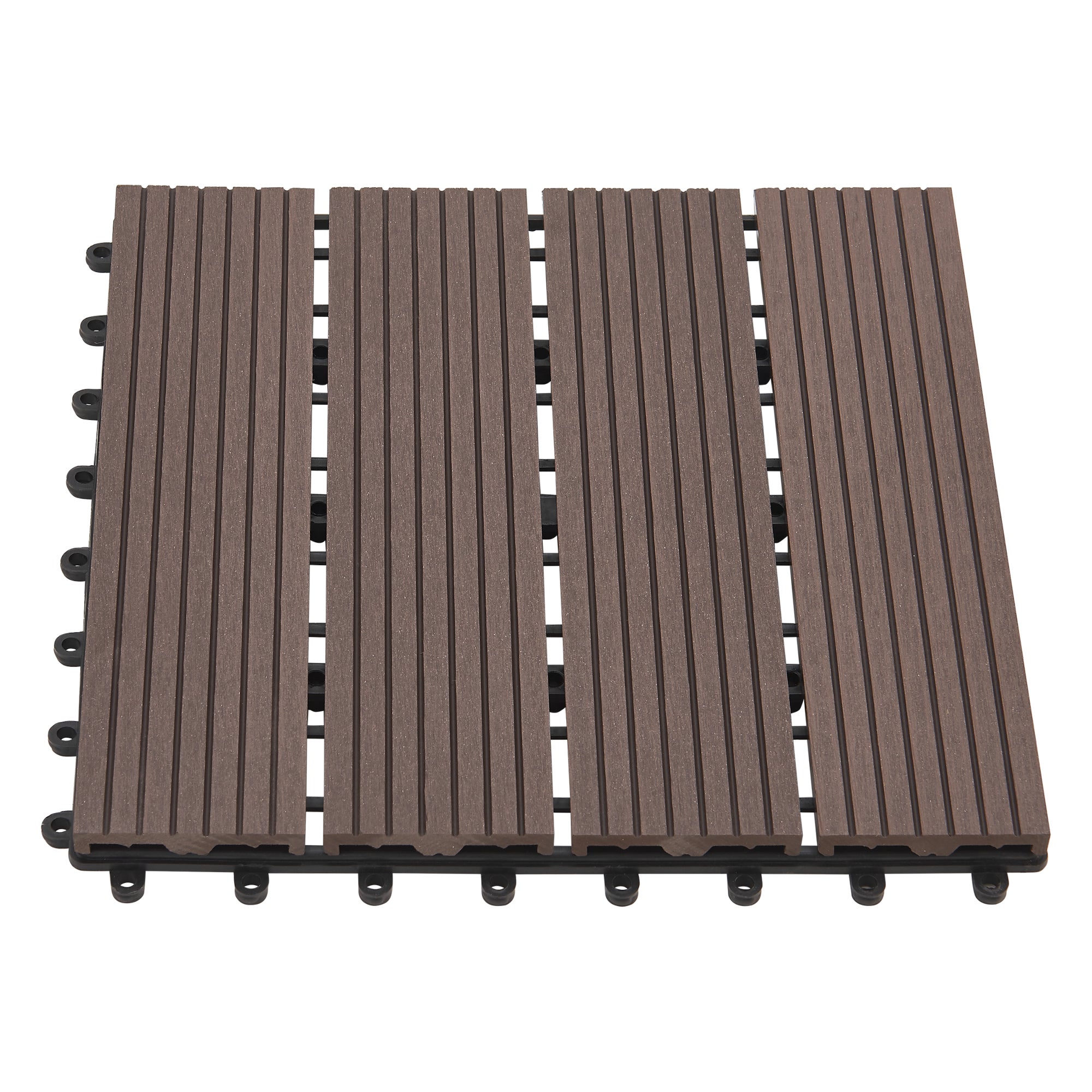 Set de 11 dalles de jardin Schramberg en bois composite 1m² 30 x 30 x 2,2 cm marron foncé [en.casa] - 4