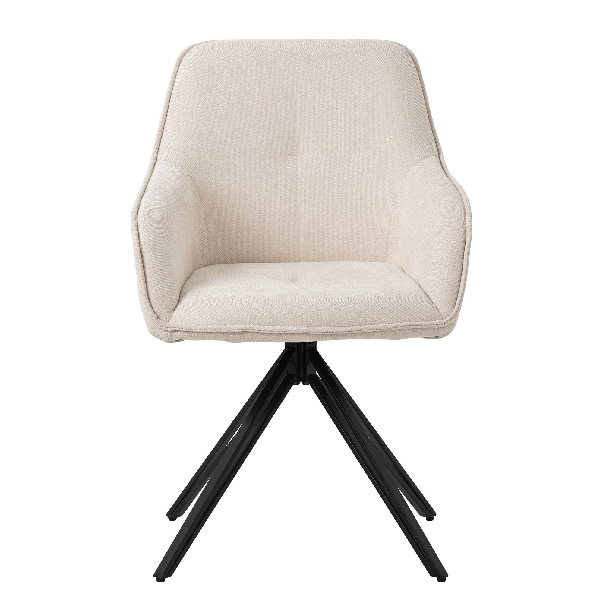 Sedie Girevoli Da Pranzo Moderne In Tessuto Set Di 2 Sedute Imbottite Gambe In Metallo Nero Beige Chiaro Avelar 85347588