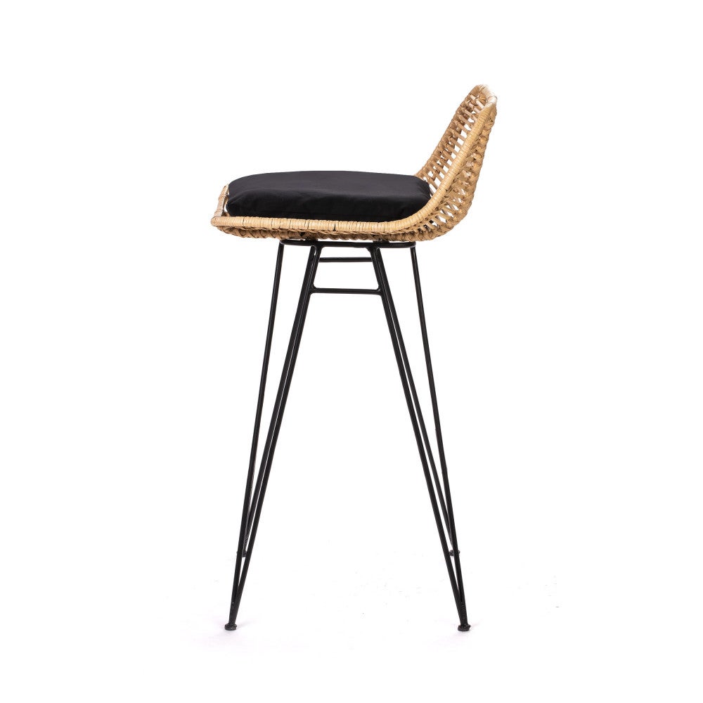 Capurgana - Lot de 2 chaises de bar design en rotin H67cm - Naturel - 7