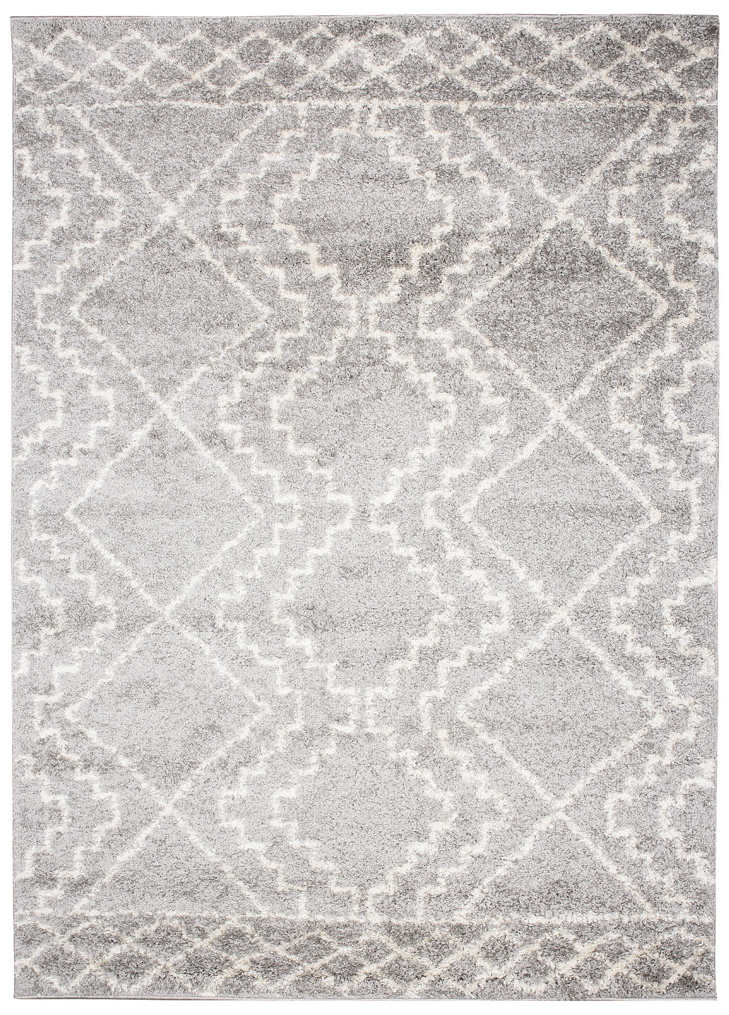 TAPISO Delhi Tapis de Salon Chambre Gris Blanc Ethnique Zigzags Moelleux Shaggy Super Doux Poils Longs Epais 60 x 100 cm - 2