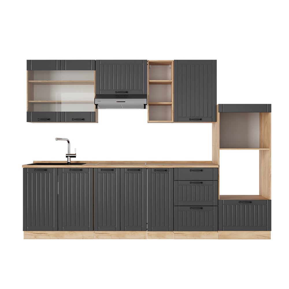 Vicco Cuisine Fame-Line, Chêne Vert et Or/chêne doré, 280 cm