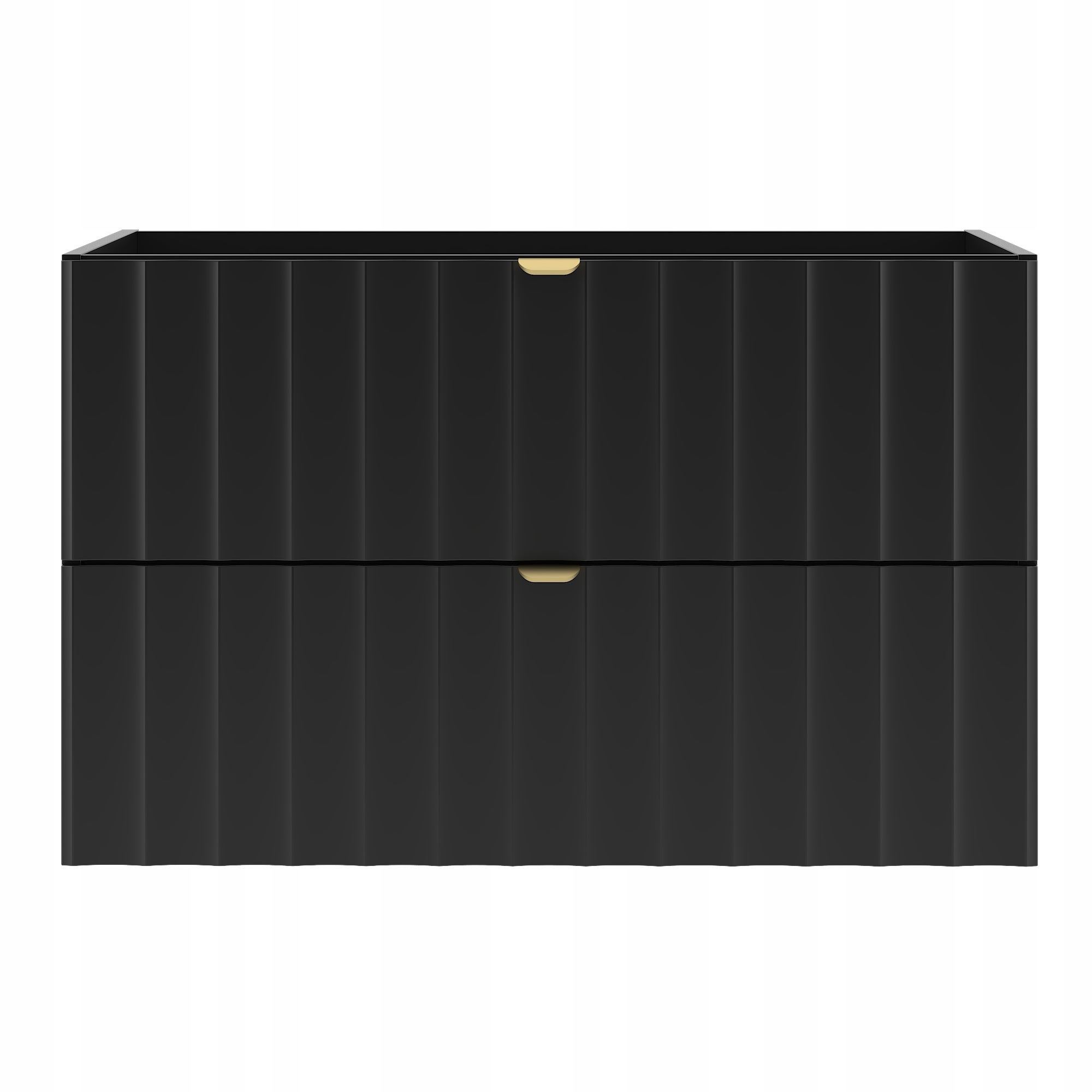 Szafka łazienkowa ARCOS 80 cm czarna ryflowany front 2 szuflady