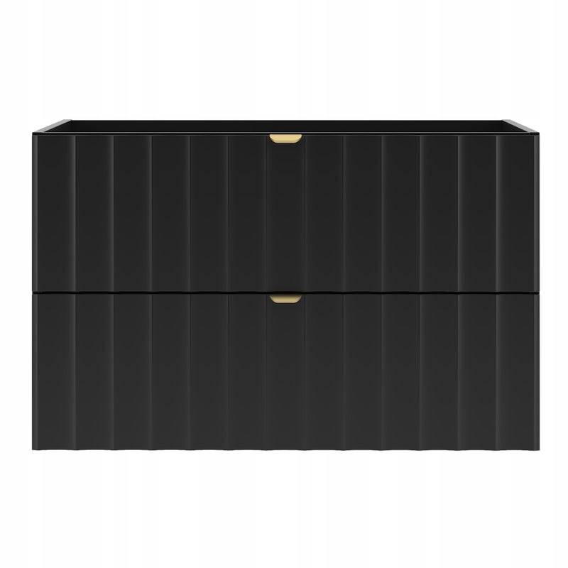 Szafka łazienkowa ARCOS 80 cm czarna ryflowany front 2 szuflady