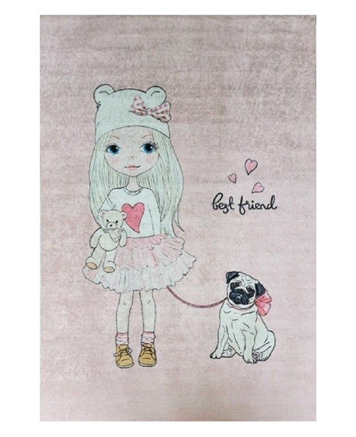 Tapis Enfant Teddy Friend 100cm Round - Coton Doux Pour Chambre D'Enfant