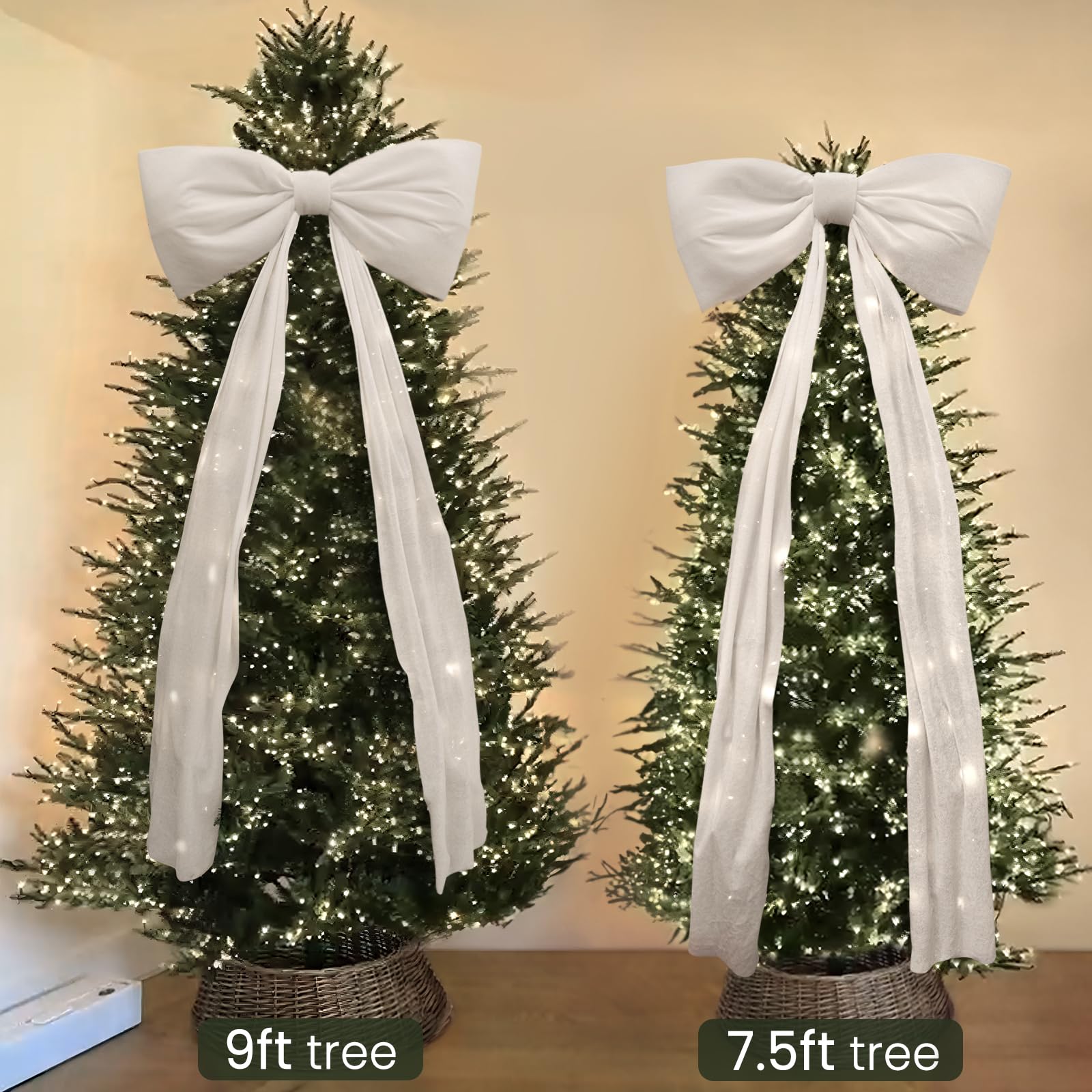 Decoração de Natal, Laços grandes para árvores de Natal, Laço de veludo para decoração de árvores de Natal, casamentos, festas, 180 cm x 50 cm - 6
