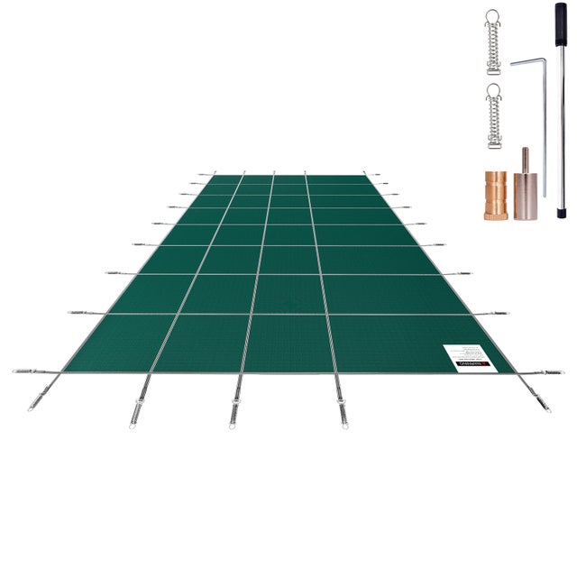 Couverture sécurité pour piscine,rectangulaire SucceBuy 16 x 36 pieds pour piscines creusées,avec trous drainage,couverture sécurité d'hiver,verte
