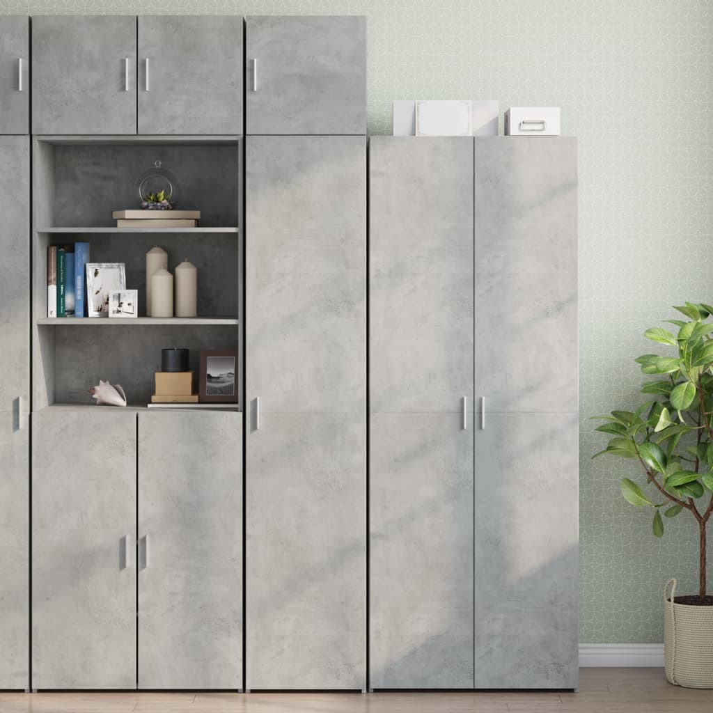 Armoire de rangement Meuble de rangement mince gris béton 40x42,5x225