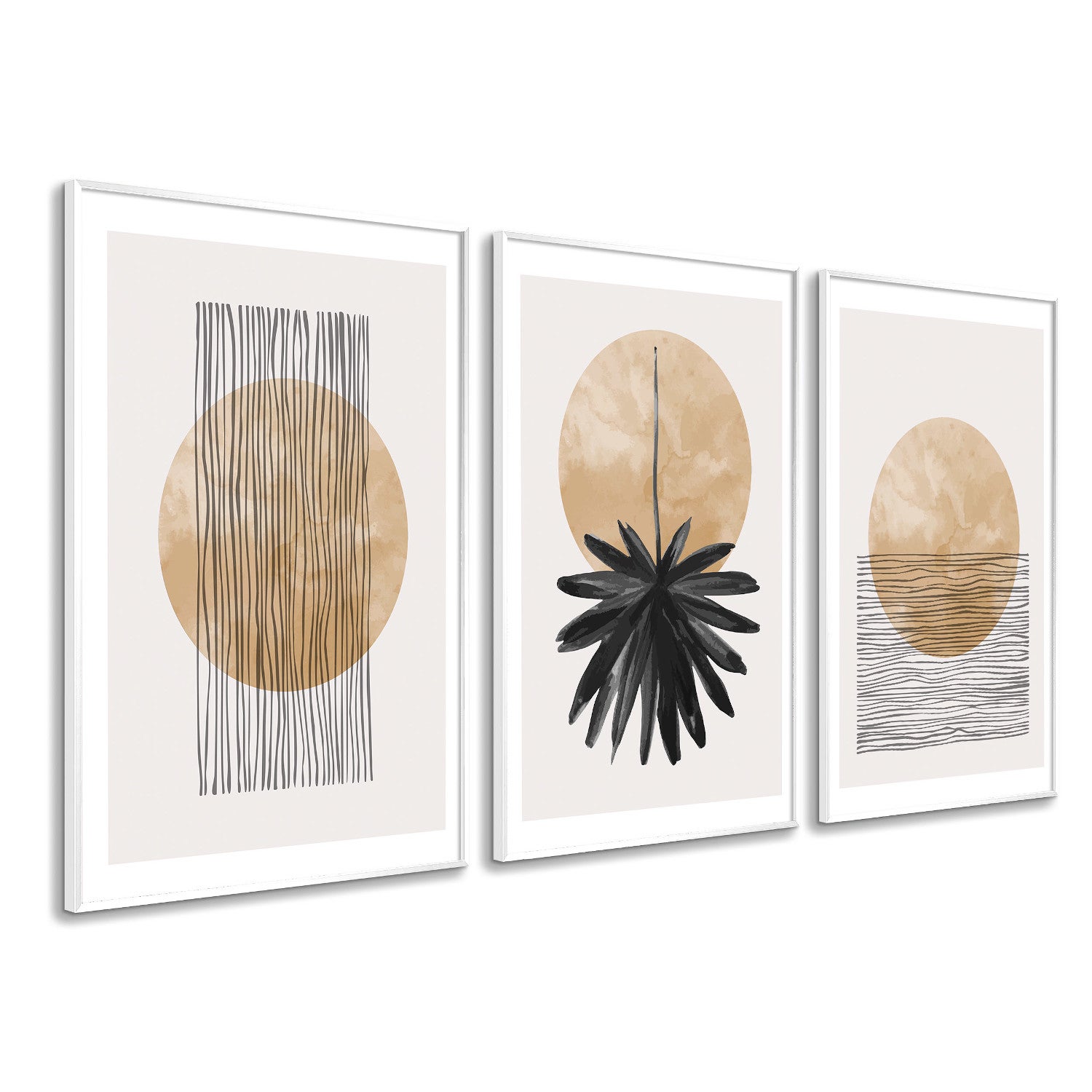 Dekoarte - cuadros decoracion salon modernos playa minimalista 50x70 cm x3 piezas - cuadros con marco blanco incluido
