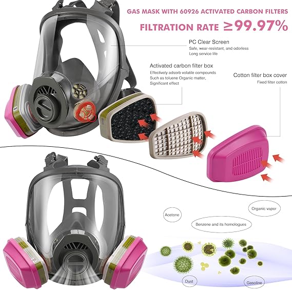 Masque à gaz Survival nucléaire et chimique, masque à gaz complet avec filtre au charbon actif - 3