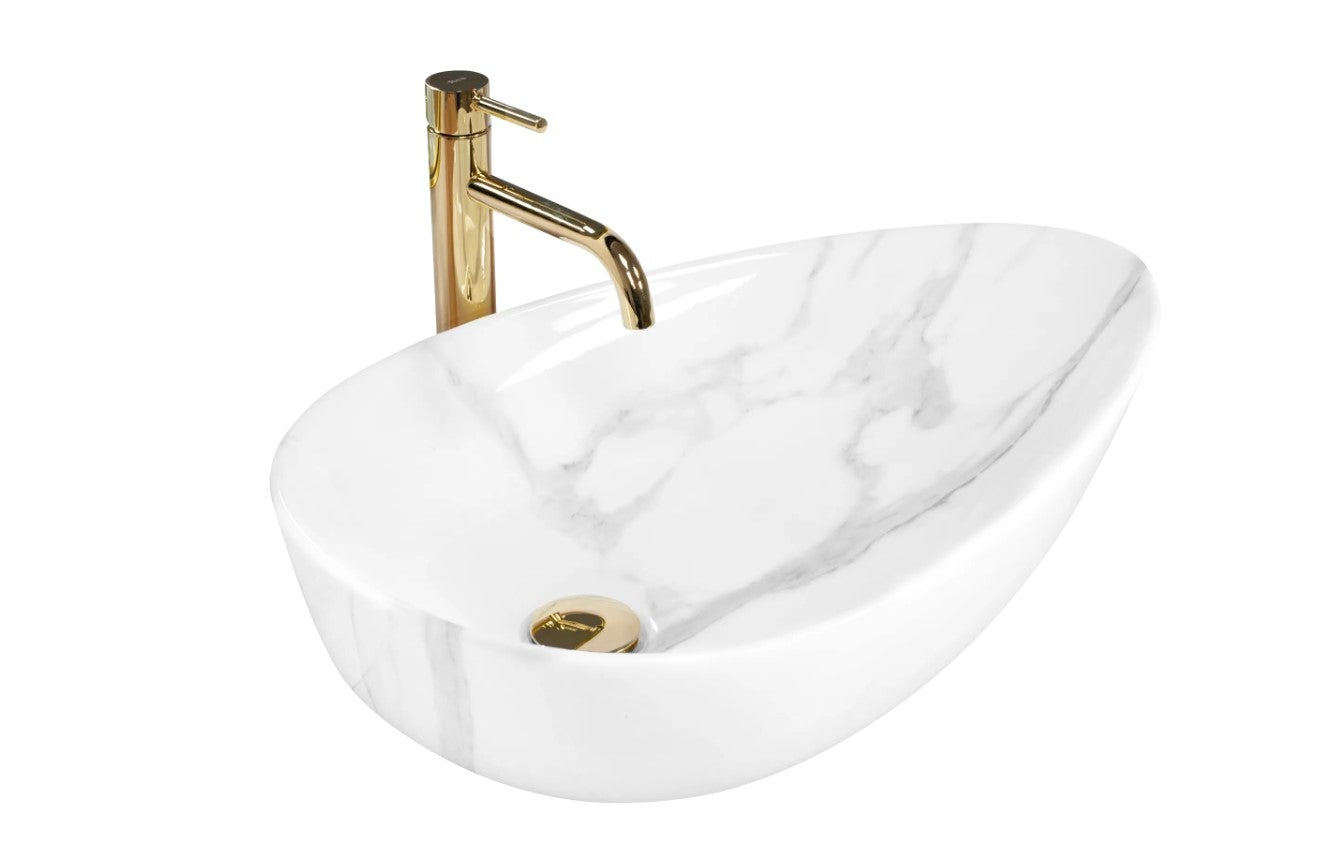 Umywalka Nablatowa Rea Greta 65 Bianco Shiny Biały 65,5 X 40