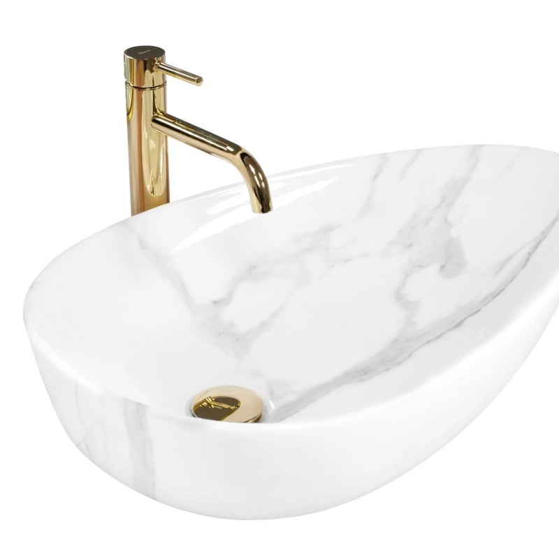 Umywalka Nablatowa Rea Greta 65 Bianco Shiny Biały 65,5 X 40