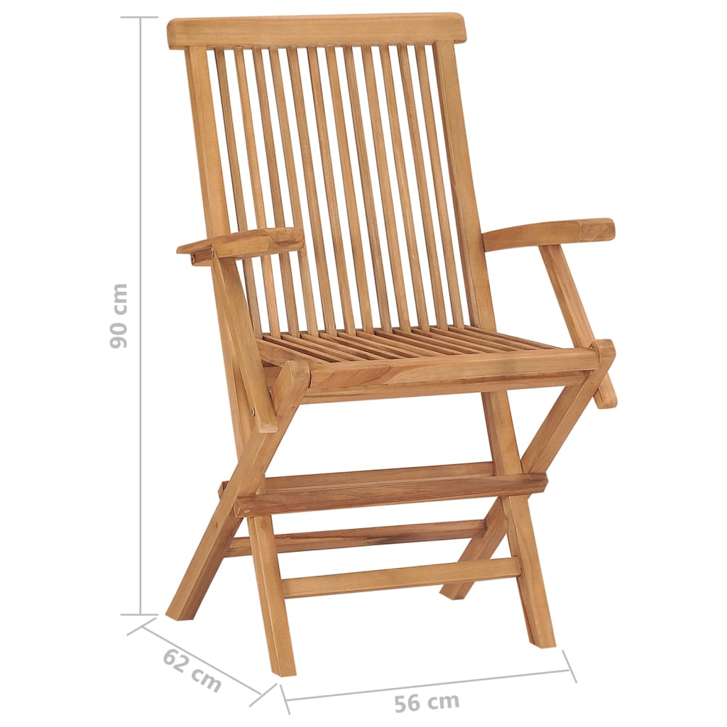 Chaises de jardin pliables 2 pcs Bois de teck massif 3 - 9