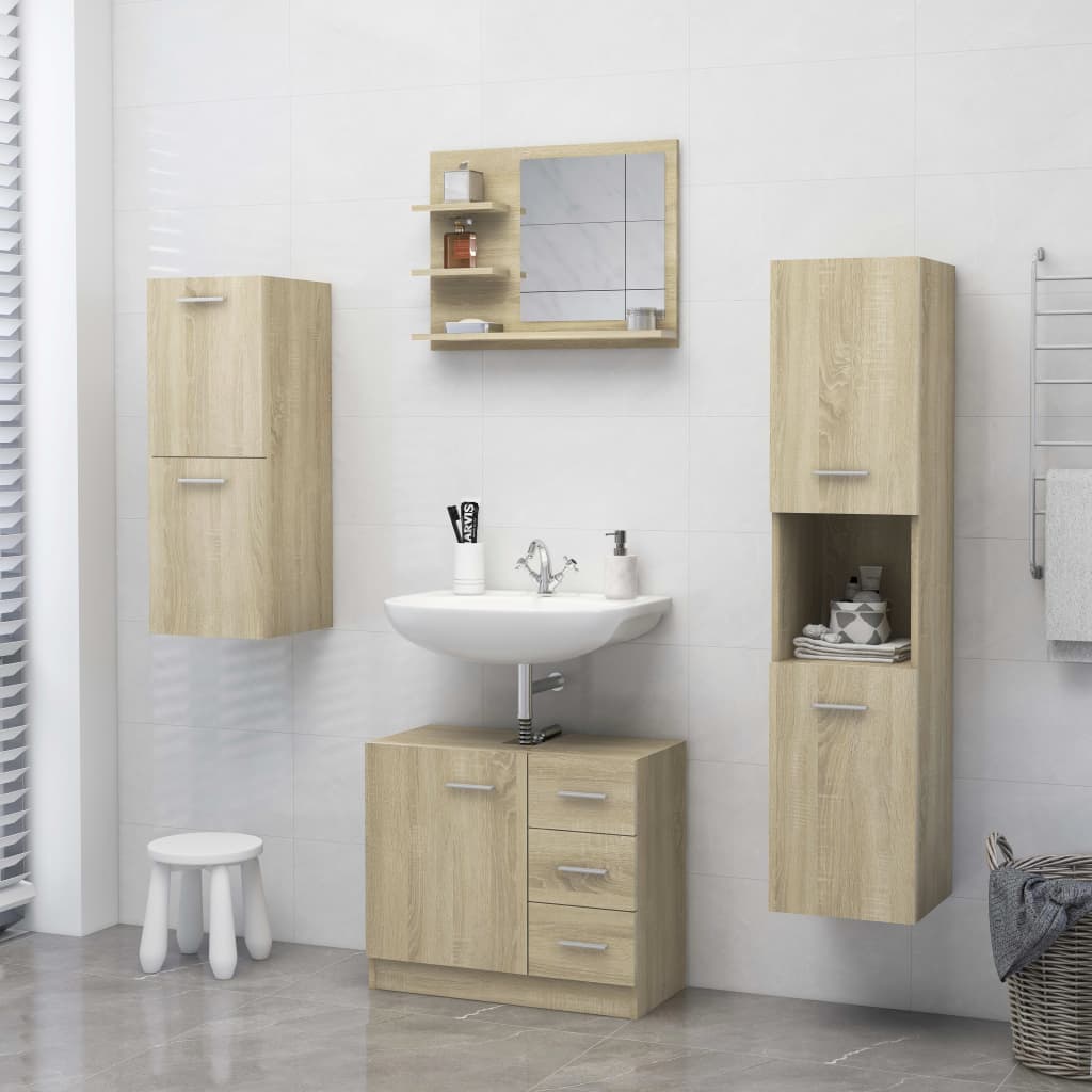 Maison Exclusive Miroir de salle de bain chêne sonoma bois d’ingénierie - 6