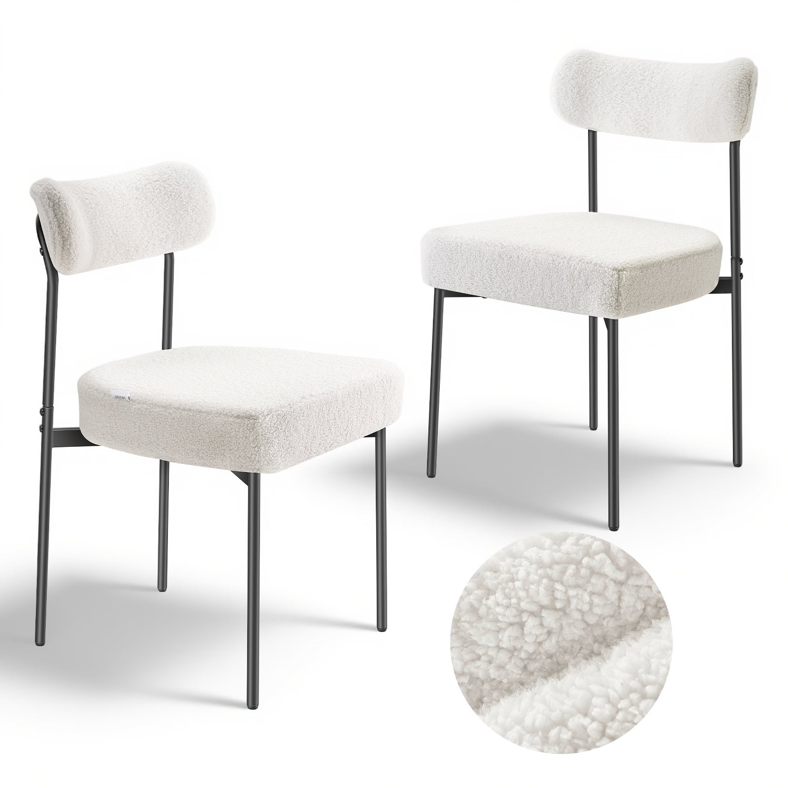 2-częściowe krzesła do jadalni, nowoczesne krzesło kuchenne, zakrzywione oparcie VEVOR