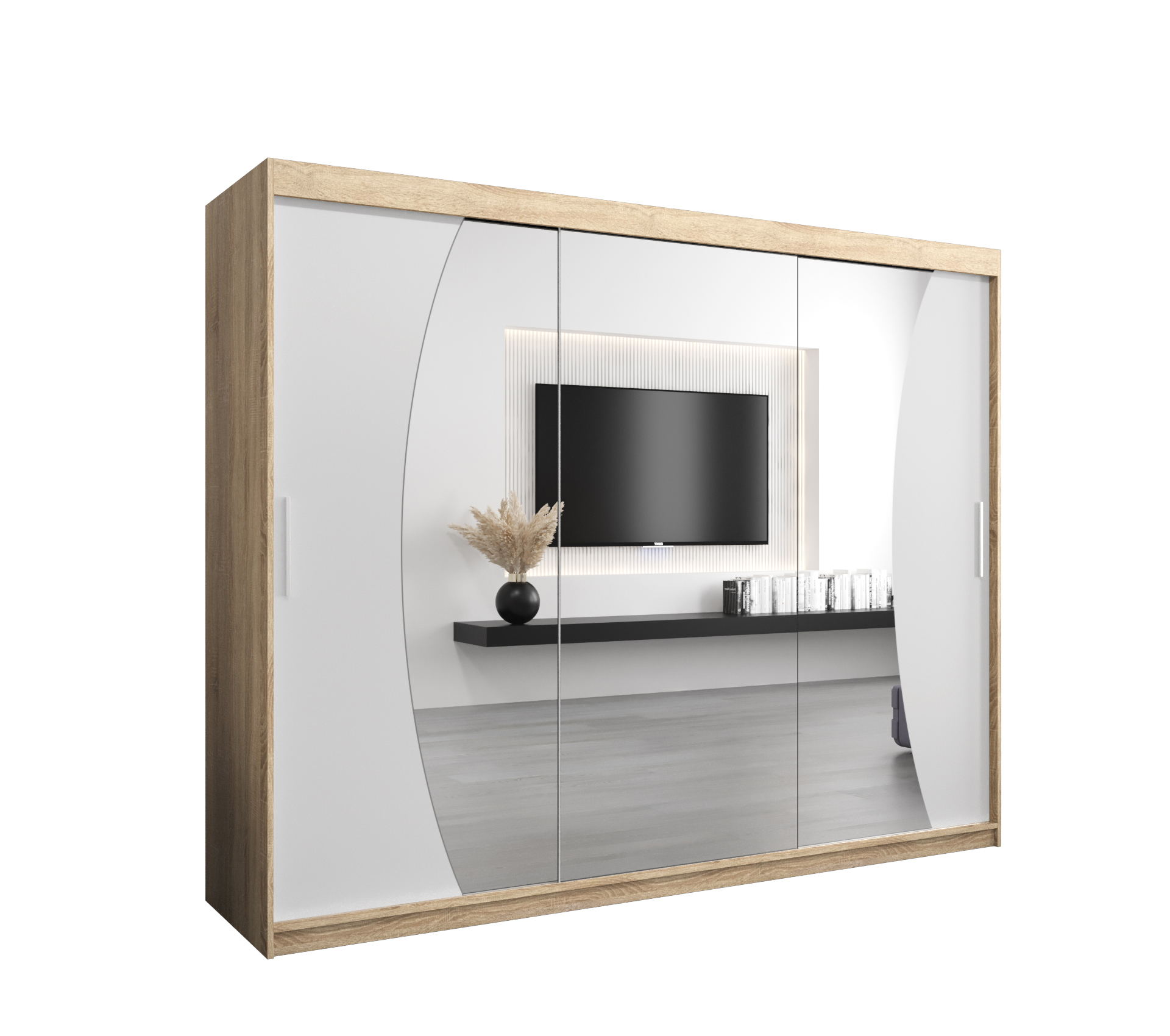 Szafa przesuwna garderoba WAVE 250 x 62 x 200 cm Sonoma + Biały - Abiks Meble