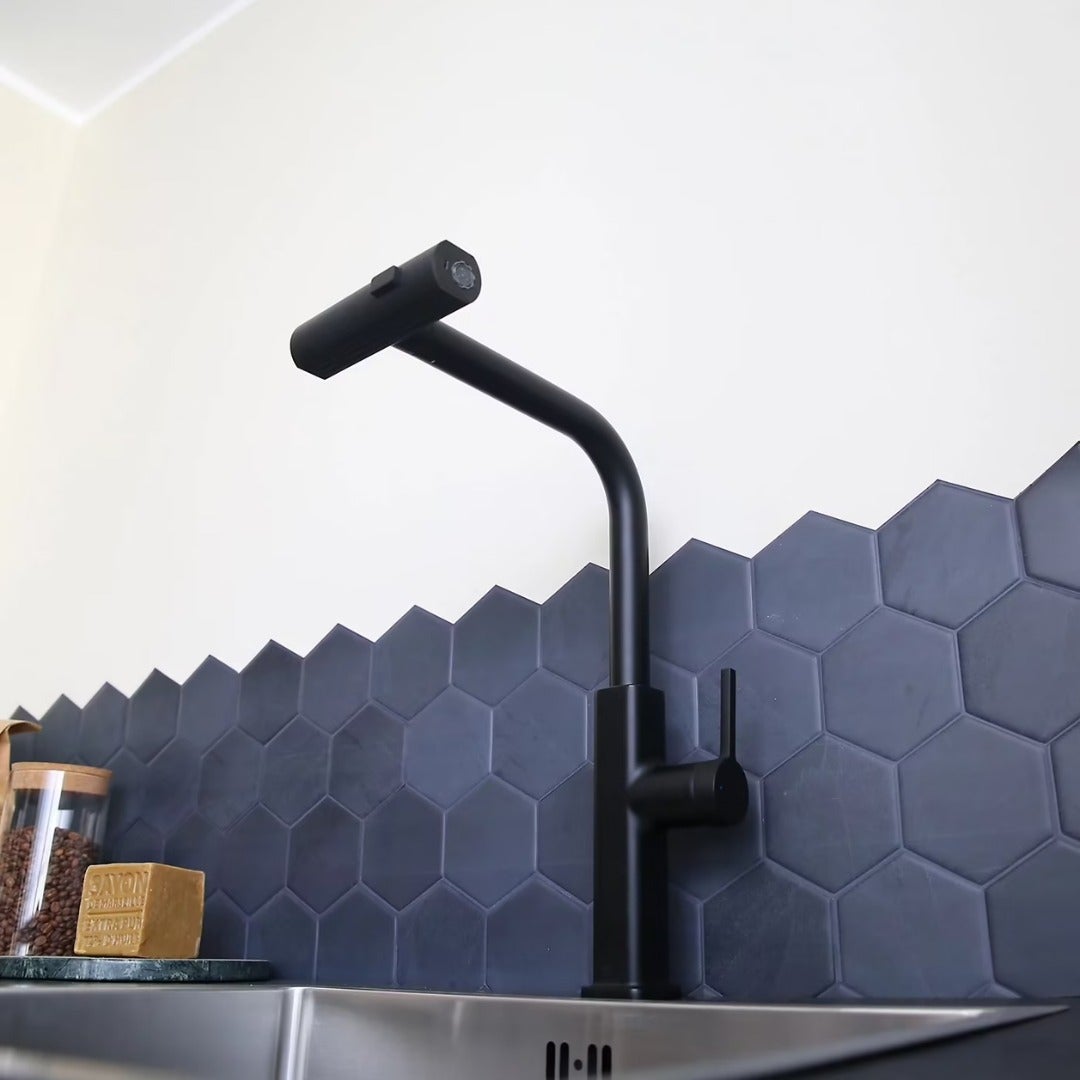 Esseswitch bateria zlewozmywakowa z wyciąganą wylewką matowa czerń - 3