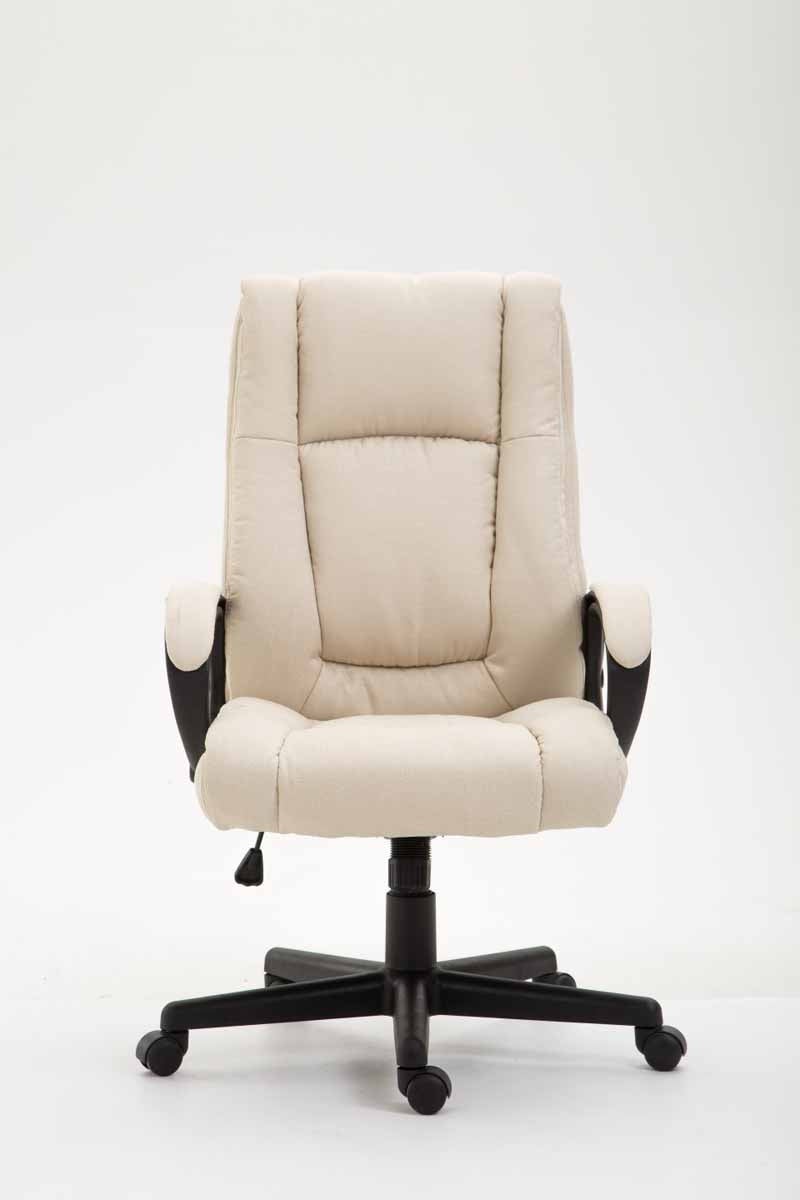 Sillón ejecutivo giratorio tapizado con reposabrazos tapizado en tela color crema estructura de plástico 10_0006988 - 2