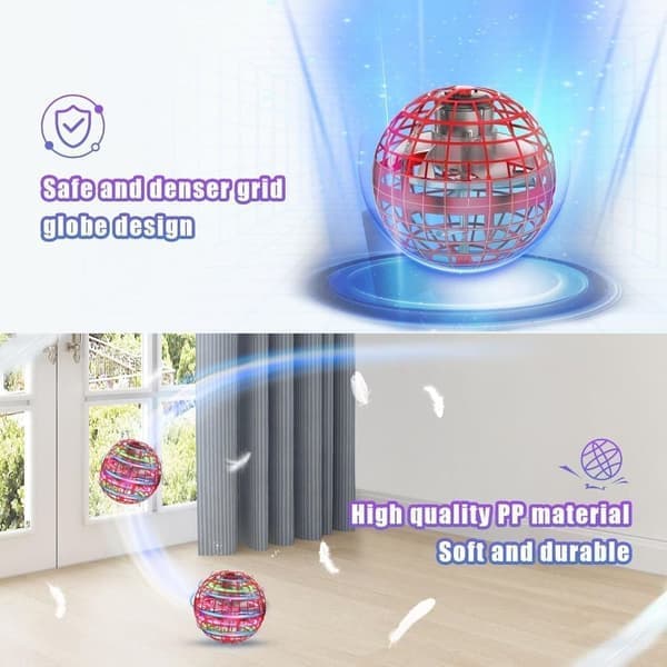 Magic Flying Ball – Palla volante volante a 360°, con illuminazione RGB, giocattolo volante da giardino, regalo per bambini, rossa. - 7
