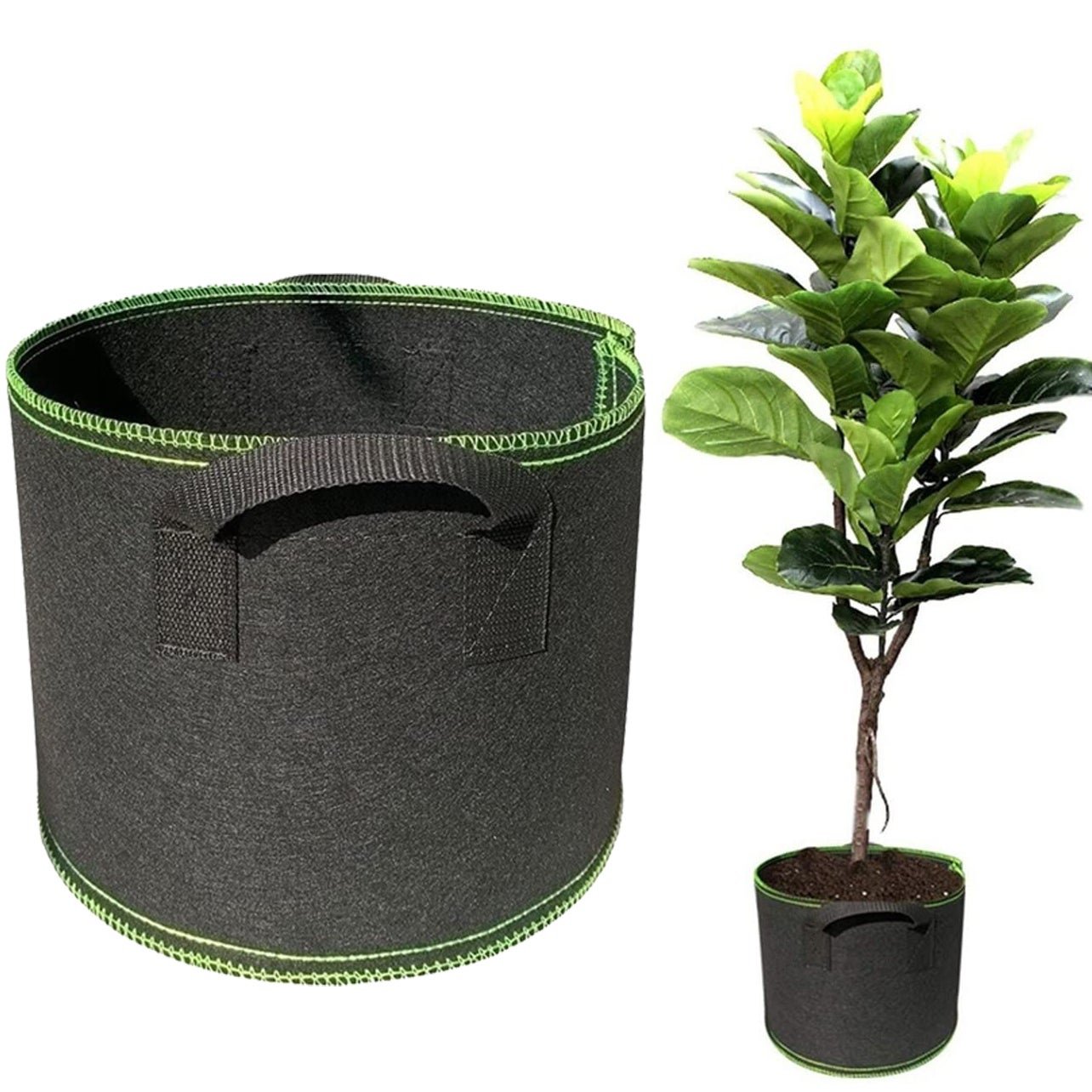 Worek do uprawy warzyw/kwiatów/roślin o pojemności 2 galonów, przewiewna doniczka z tkaniny z uchwytami, 1 wytrzymały worek do uprawy roślin, 20x20cm