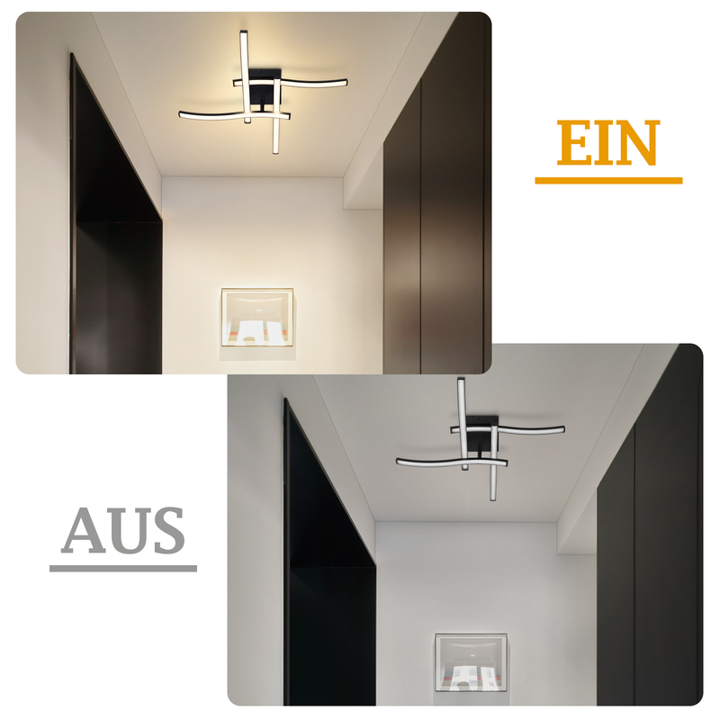 Lampa sufitowa LED Nettlife Wave Design, czarna – 24 W, 3000 K, ciepła biel – nowoczesna lampa do salonu, sypialni, kuchni, biura - 3