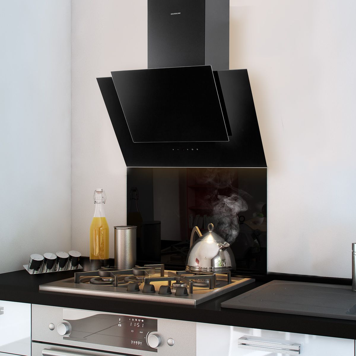 Plaque/Crédence Aluminium Noir Satiné - Épaisseur 1.5mm - 20x120 Cm - Pour Fond De Hôte, Mur De Cuisine - Facile à Poser