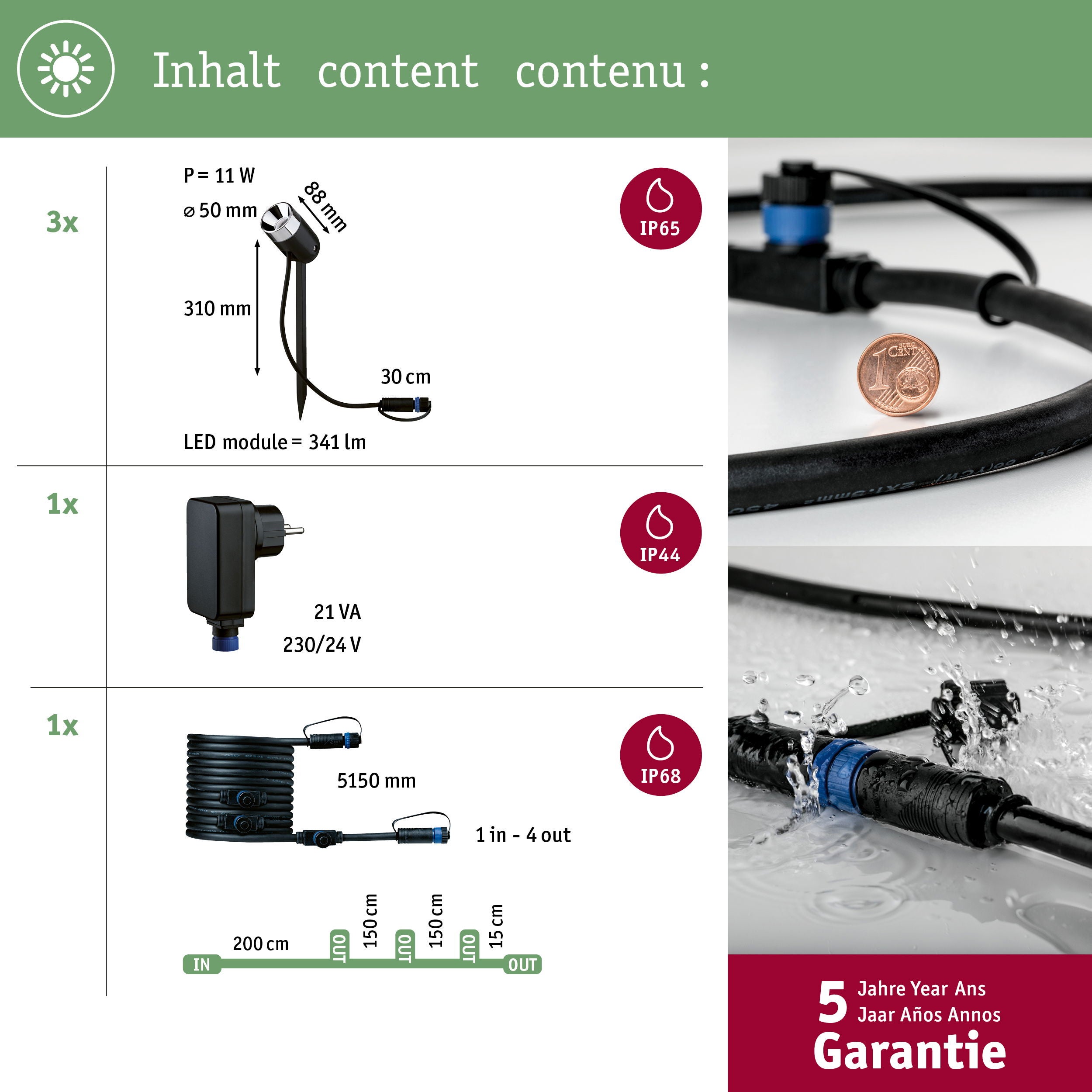 Plug & Shine Projecteur de jardin LED Smart Home Zigbee 3.0 Pike Kit de base IP65 RGBW+ 3x4,2W 21VA Anthracite - 4