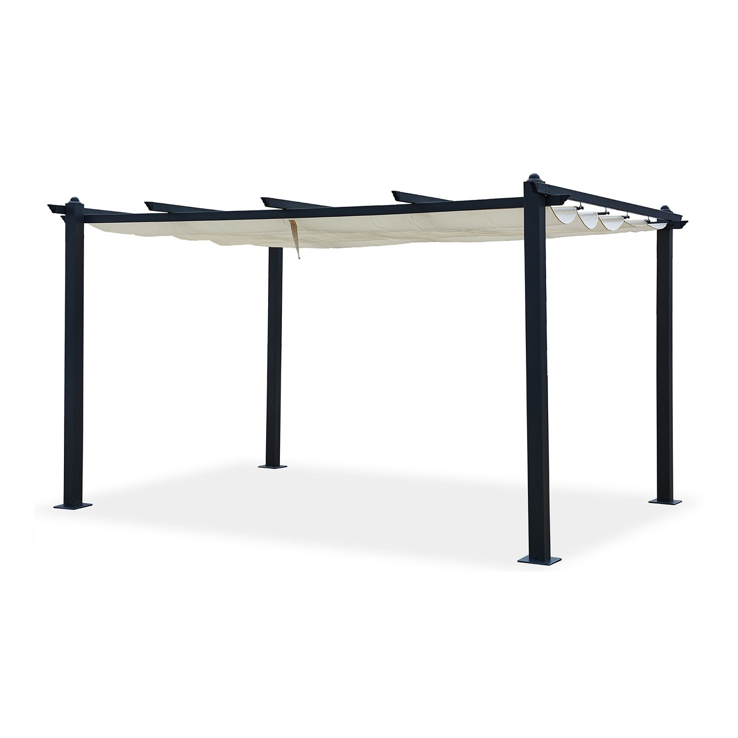 NILA Pérgola autoportante 3 x 4 m com cobertura retrátil bege - 2