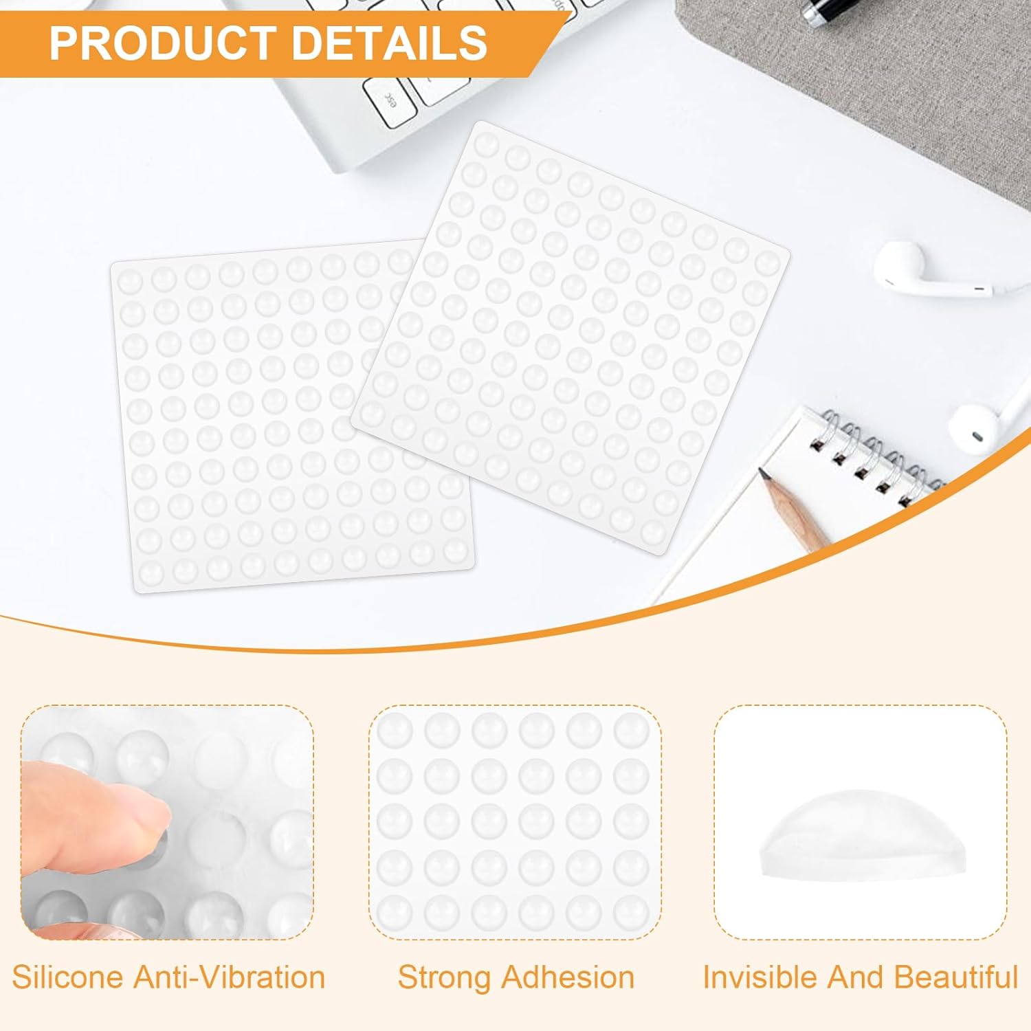 200PCS Tampons Amortisseurs Silicone Transparent 8x3mm Autocollant - Butées Caoutchouc Protection Portes Placards Tiroirs Chaises - 4