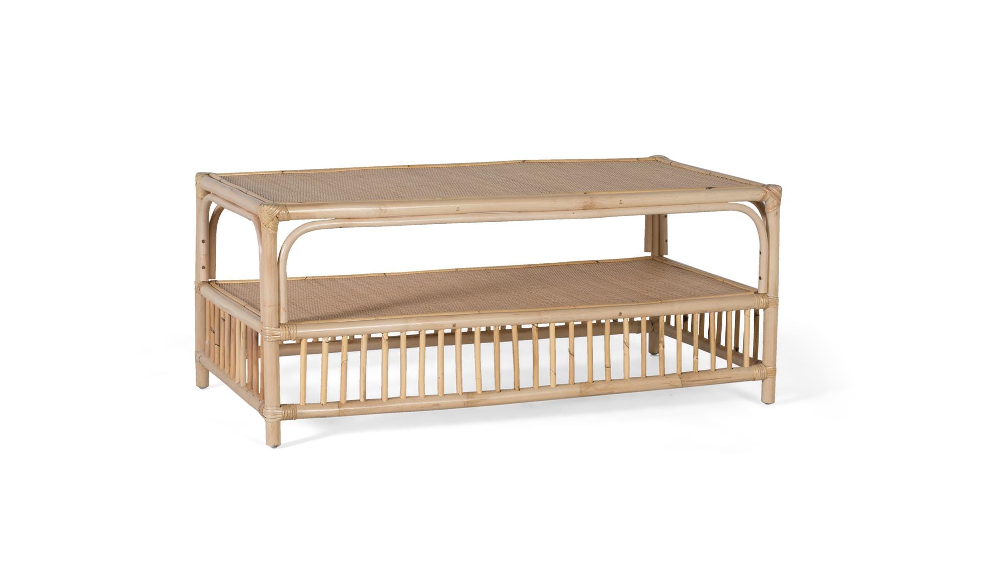 Lot de 2 Tables Basses Boho en Rotin Naturel avec Plateau Ilios Lot de 2 Tables Basses Boho en Rotin Naturel avec Plateau Ilios