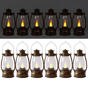 Lanterne LED Extérieur FISHTEC 60 Lumens - Effet Flammes Ou Lumière Blanche, étanche, Finition Laiton, Piles AA, 24x15 Cm