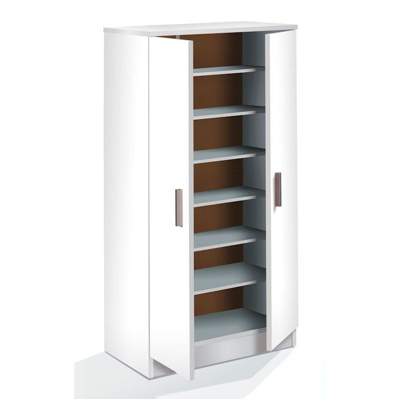 Armoire à chaussures FIONA 2 portes (30 Paires) L55 cm x H108cm - Blanc - 2