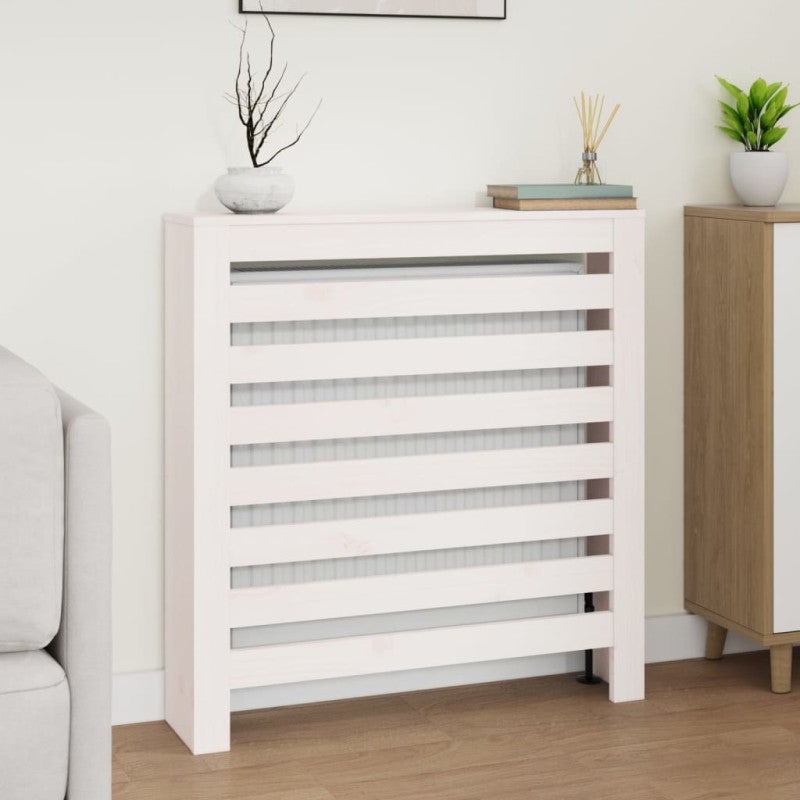 Cache-radiateur Blanc 108,5x19x84 cm Bois massif de pin