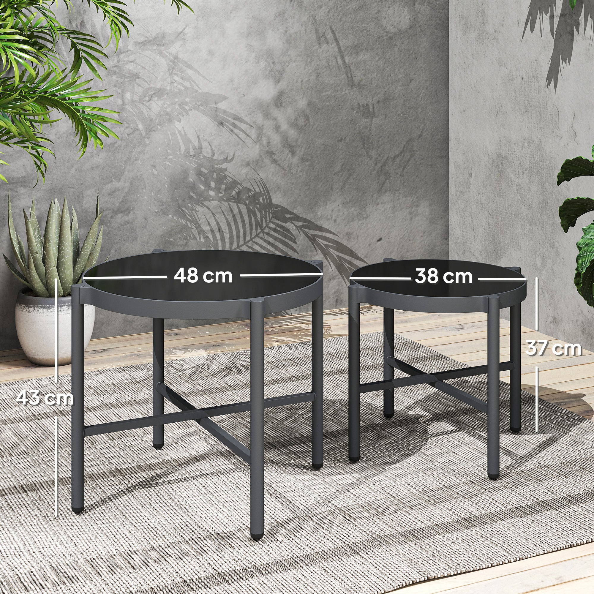 Tables gigognes de balcon Aluminium Outsunny - 3
