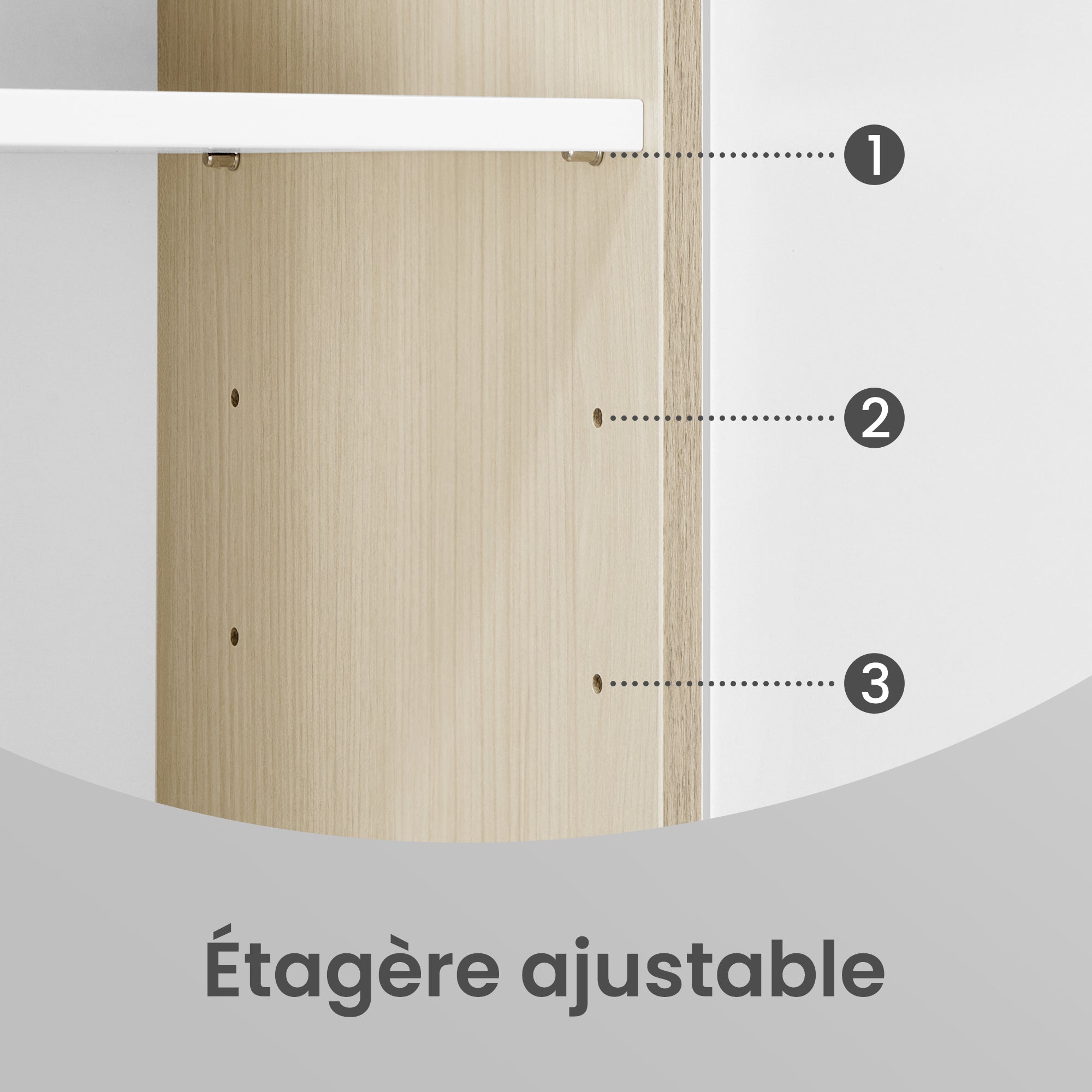 Armoire de Salle de Bain, Meuble Sous Lavabo avec Pieds, 2 Compartiments et 3 Tiroirs, Blanc et Beige - 4