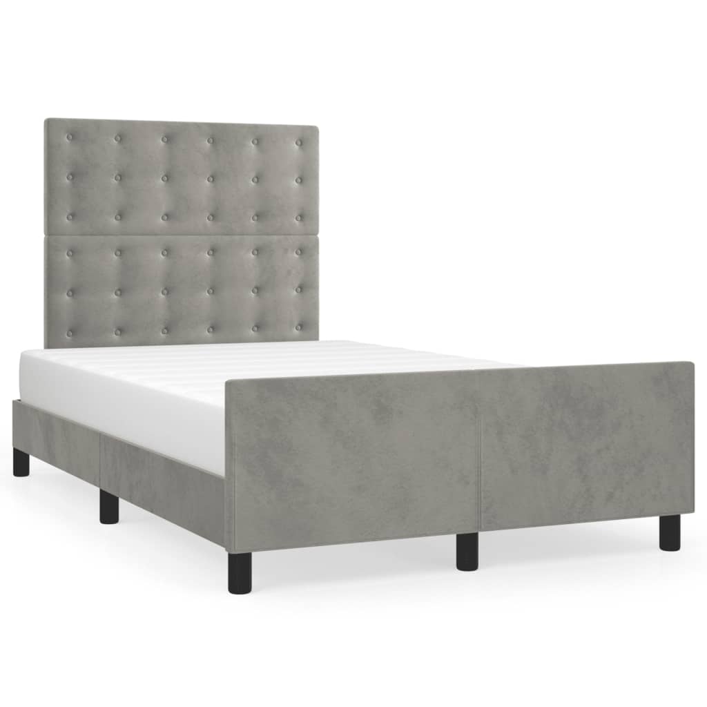 Cadre de lit sans matelas, en velours, gris clair, pour la chambre, 120 × 200 cm - 2